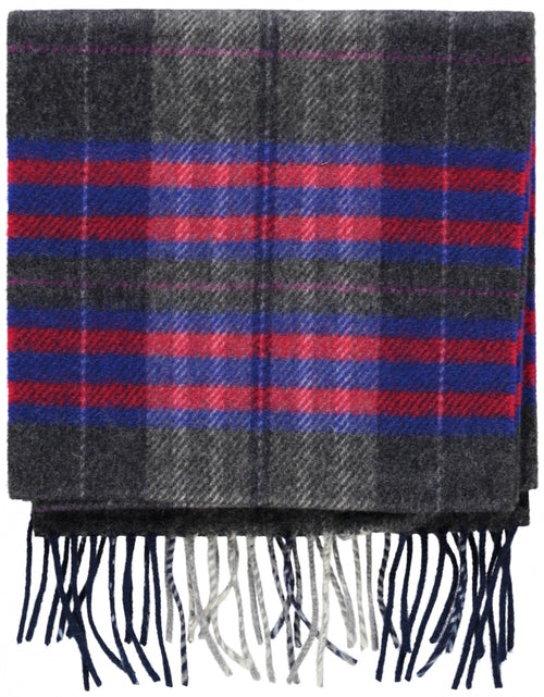 Wool Cashmere Scarf | Grey Blue Red Check