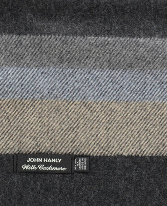 Wool Cashmere Scarf | Denim Taupe Grey Stripe
