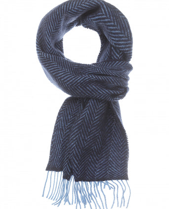 Cashmere Merino Scarf | Blue Navy Herringbone