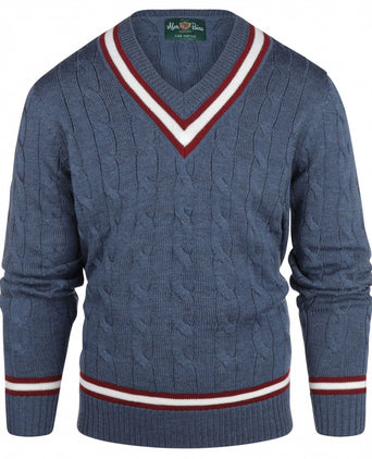 Cricket V-Hals Merinowol | Denim Blauw