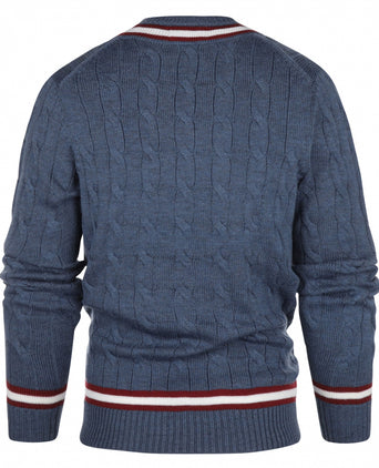 Cricket V-Hals Merinowol | Denim Blauw