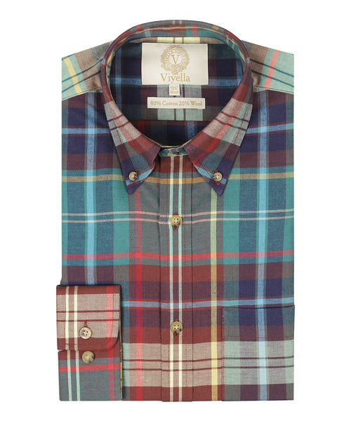 Viyella Shirt Button Down | Blauw