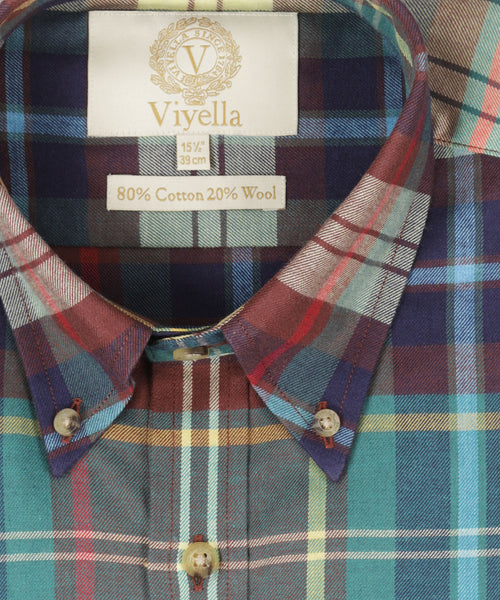 Viyella Shirt Button Down | Blauw