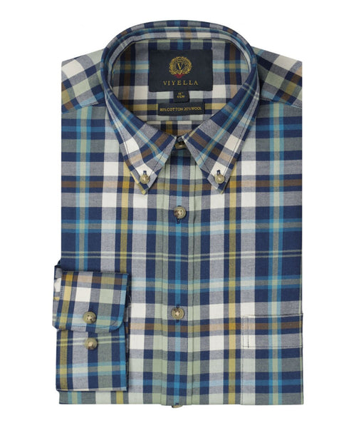 Viyella Shirt Button Down | Blauw