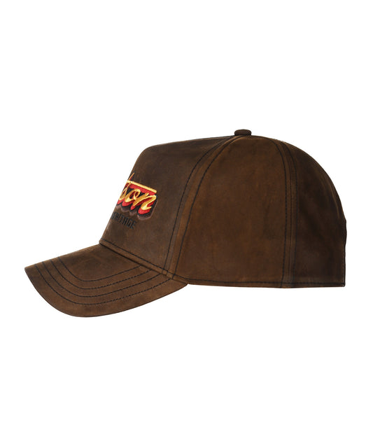 Trucker-Cap aus öligem Ziegenveloursleder | Braun