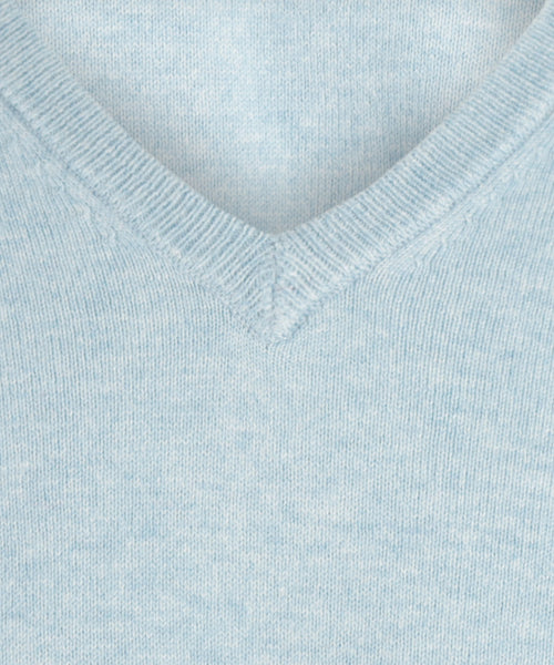 V-Ausschnitt-Pullover aus Baumwolle/Kaschmir | Blau