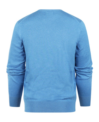 V-Ausschnitt-Pullover aus Baumwolle/Kaschmir | Blau