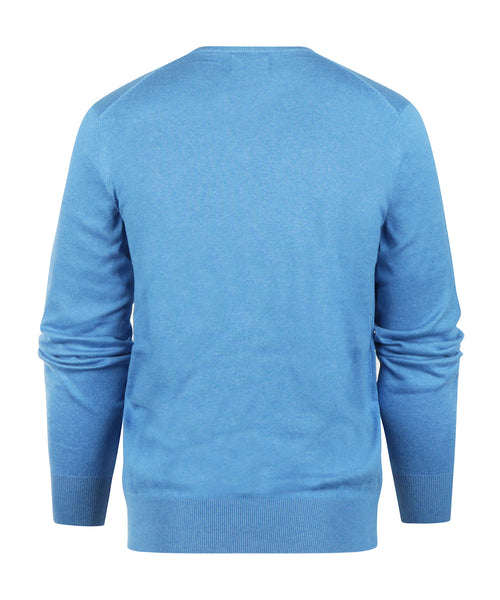 V-Ausschnitt-Pullover aus Baumwolle/Kaschmir | Blau