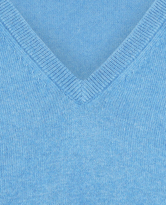 V-Ausschnitt-Pullover aus Baumwolle/Kaschmir | Blau