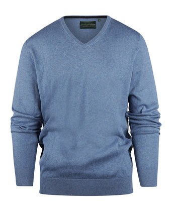 Pullover V-Hals Cotton/Cashmere | Blauw