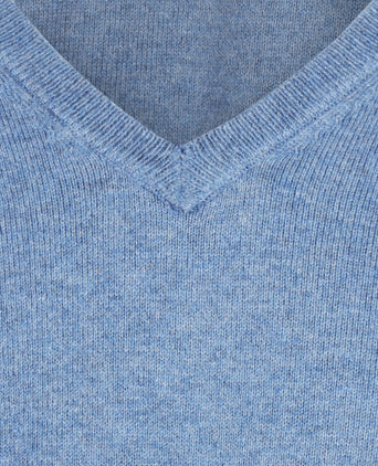 V-Ausschnitt-Pullover aus Baumwolle/Kaschmir | Blau