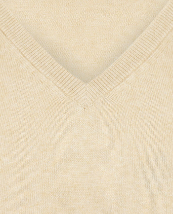 Pullover mit V-Ausschnitt, Baumwolle/Kaschmir | Beige