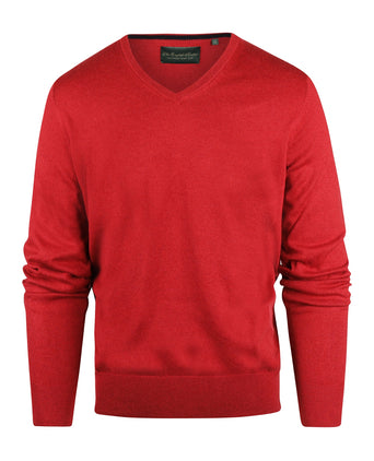 Pullover mit V-Ausschnitt, Baumwolle/Kaschmir | Rot