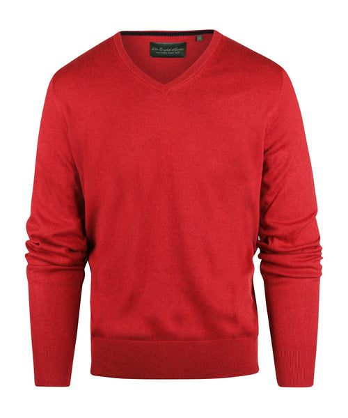 Pullover mit V-Ausschnitt, Baumwolle/Kaschmir | Rot
