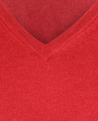 Pullover mit V-Ausschnitt, Baumwolle/Kaschmir | Rot
