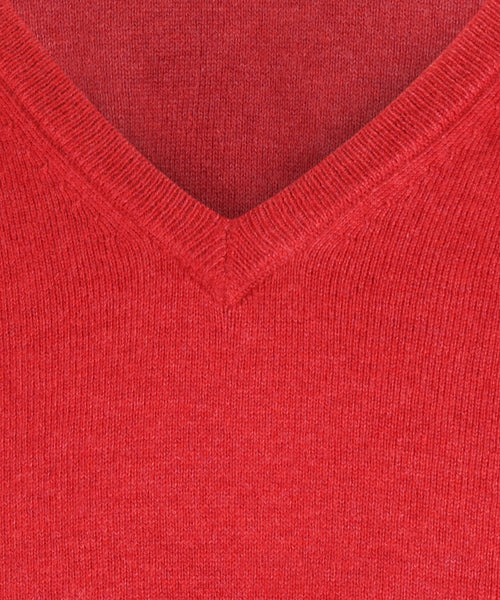 Pullover mit V-Ausschnitt, Baumwolle/Kaschmir | Rot