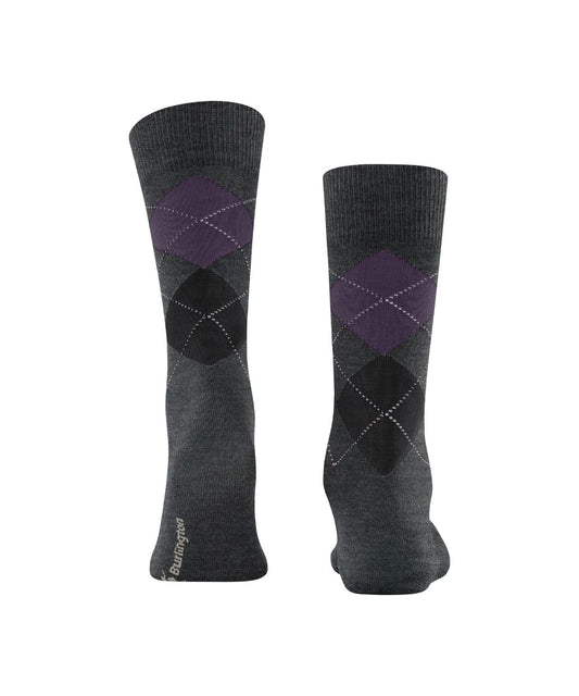 Edinburgh Socke | Asphalt Melange Rautenmuster