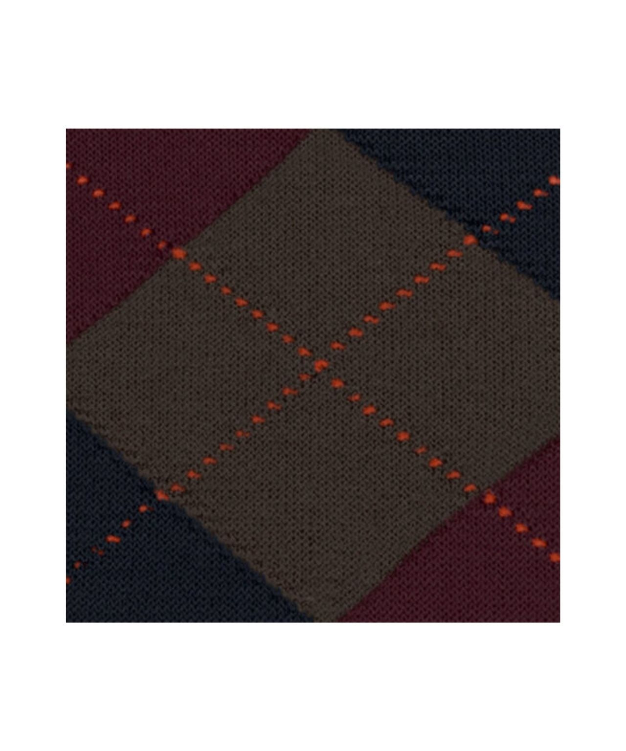 Edinburgh Heren knielang | Brown/Burgundy/Navy diamond check