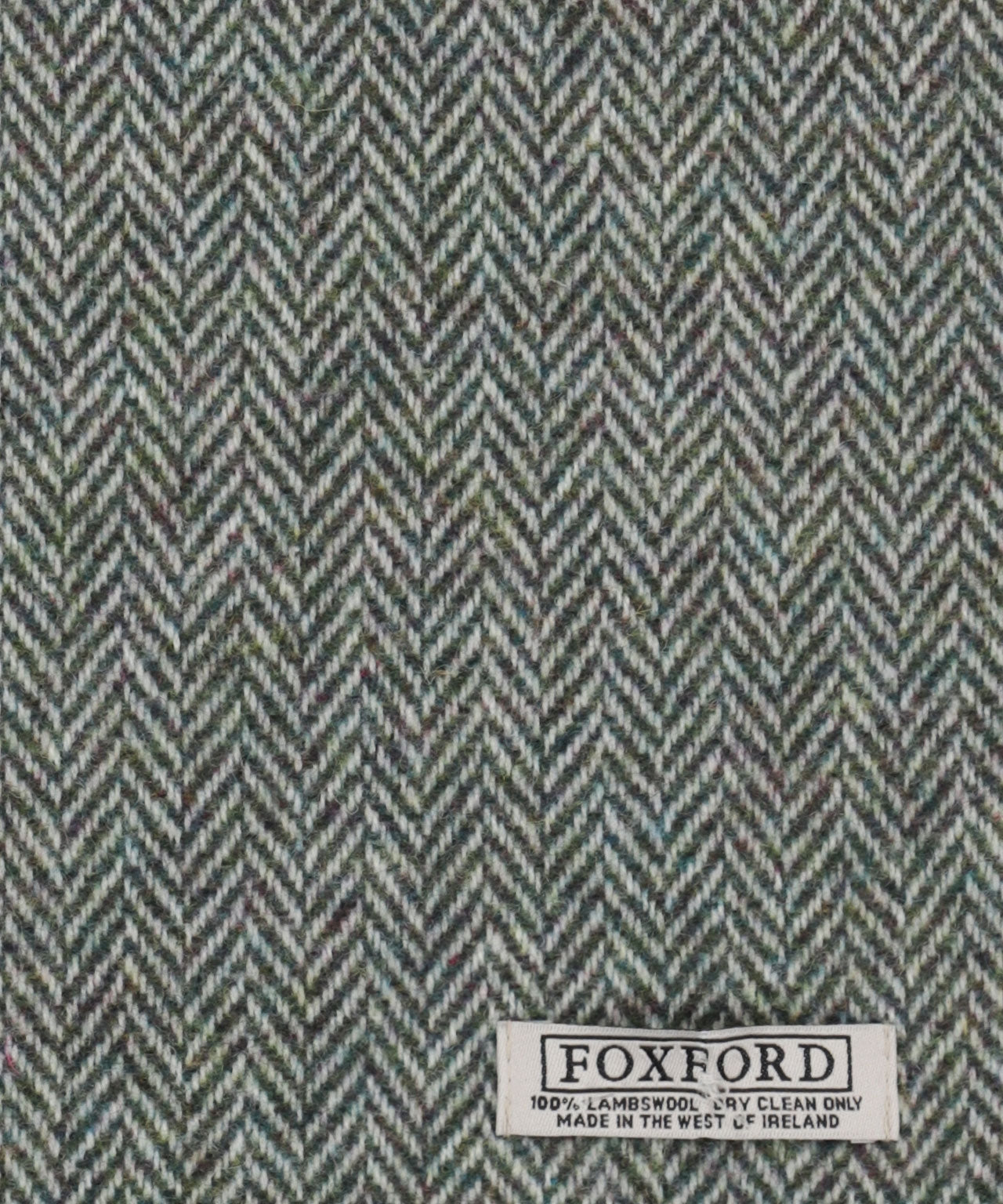 Lamswollen Sjaal | Groen Wit Herringbone