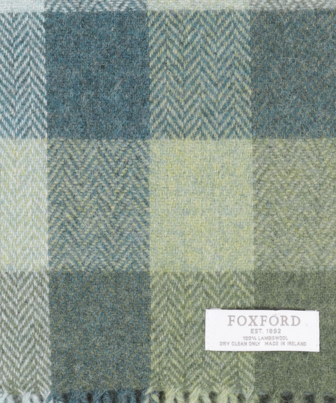 Lamswollen Sjaal | Multi Groen Herringbone