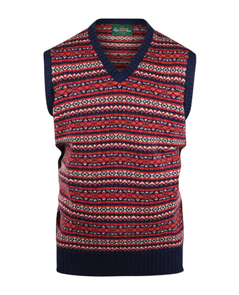 Alan Paine Fairisle Slipover | Denim Blauw