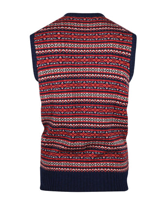 Alan Paine Fairisle Slipover | Denim Blauw