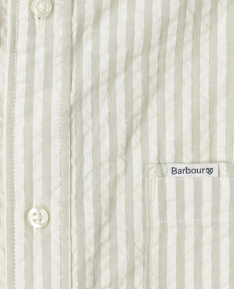 Barbour Cresswell Seersucker Overhemd Korte Mouw | Groen