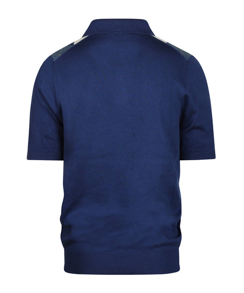 Argyle Polo Korte Mouw | Navy Blauw