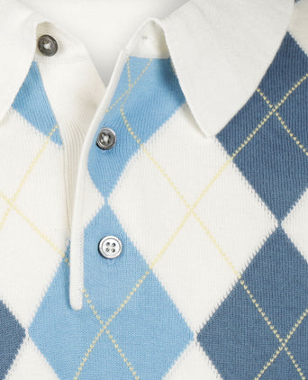 Argyle Polo Korte Mouw | Wit