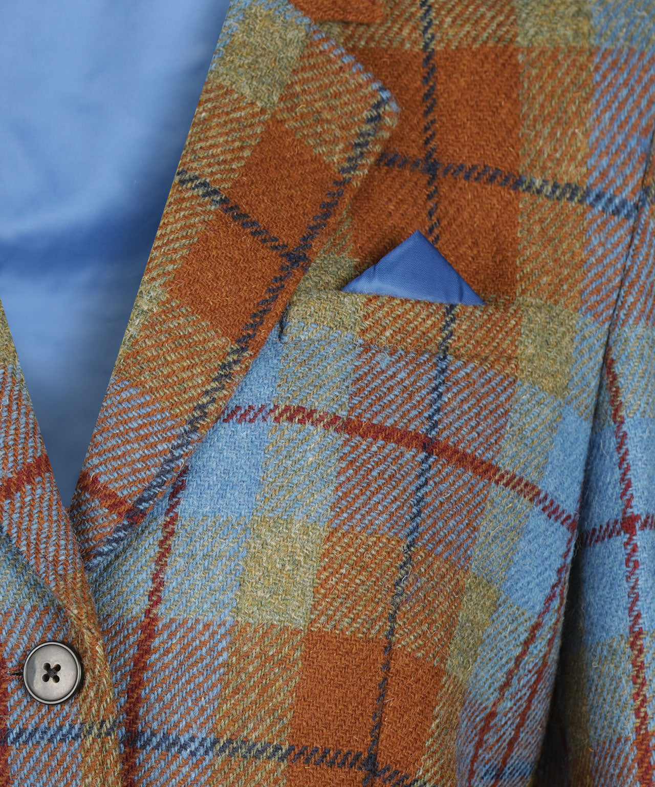 Harris Tweed Colbert Dames | IJsblauw Terracotta Ruit