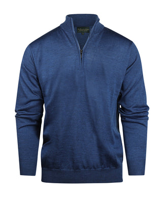Pullover Merinowol ritskraag | Blauw Pullover Merinowol ritskraag | Blauw