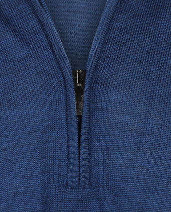 Merinowollpullover mit Reißverschlusskragen | Blau