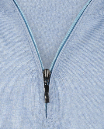 Pullover Merinowol ritskraag | Licht Blauw