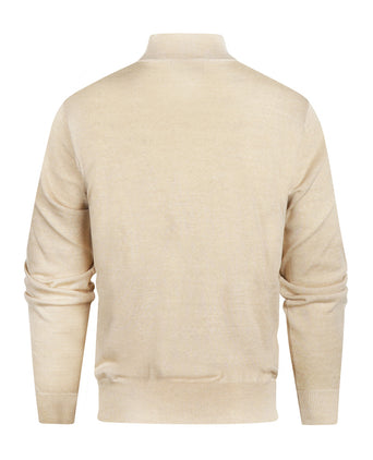 Merinowollpullover mit Reißverschlusskragen | Beige