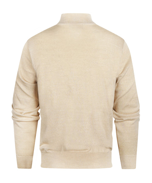 Merinowollpullover mit Reißverschlusskragen | Beige