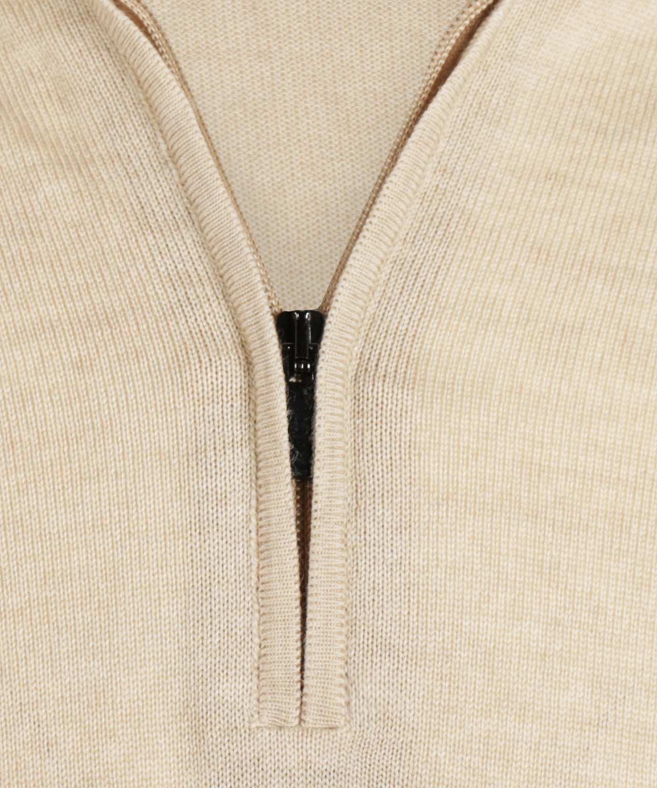 Merino wool zip collar sweater | Beige