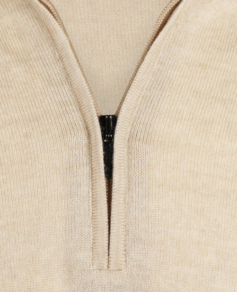 Merinowollpullover mit Reißverschlusskragen | Beige