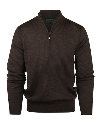 Pullover Merinowol ritskraag | Donker Bruin