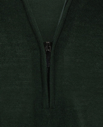 Merinowollpullover mit Reißverschlusskragen | Grün