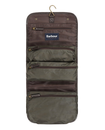Barbour Wax Hanging Washbag | Groen