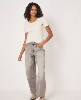 T-shirt Dames Opgerolde mouwen | Wit