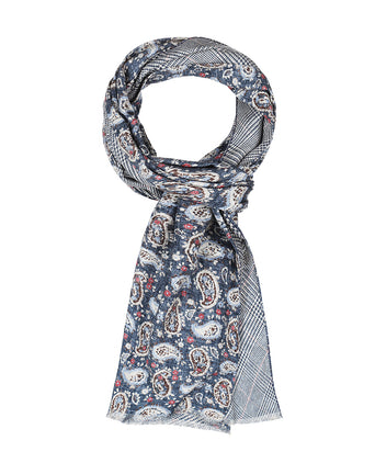 Zijden Sjaal met Paisleyprint | Blauw