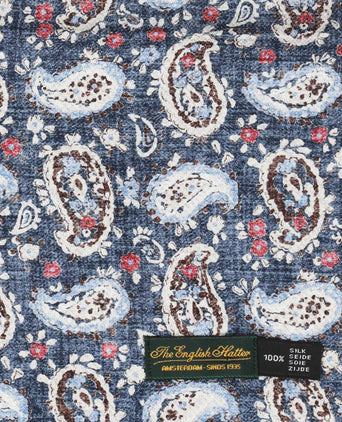 Zijden Sjaal met Paisleyprint | Blauw