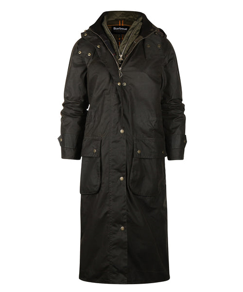 Barbour Long Cannich Wax Jacket Dames | Groen