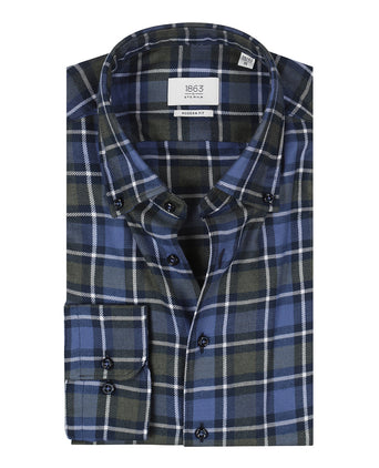 Eterna Shirt Brushed Cotton | Blauw