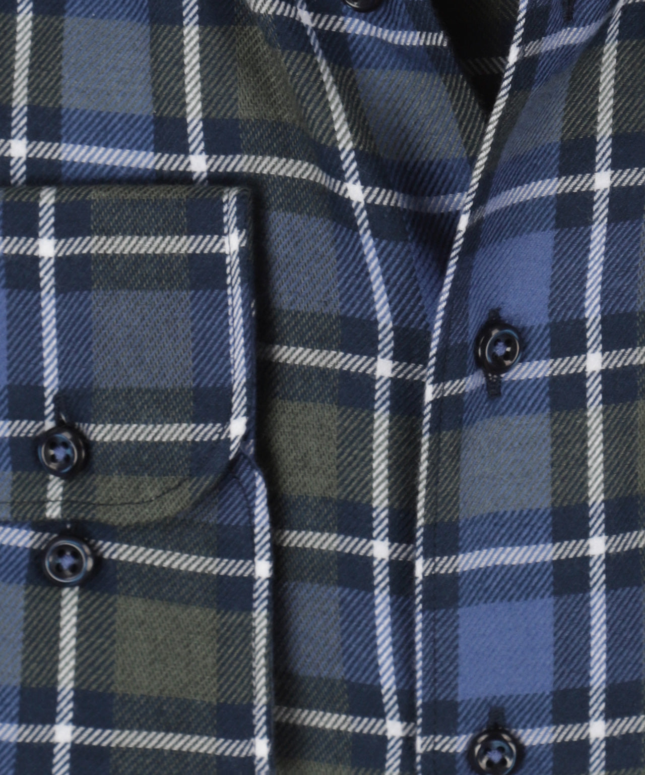 Shirt Brushed Cotton | Grote ruit Blauw/Olijf/Wit