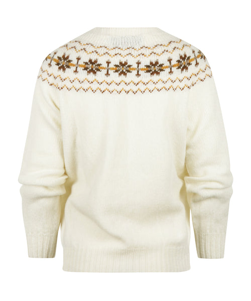 Harley of Scotland Dames Fair Isle Knoopvest | Wit