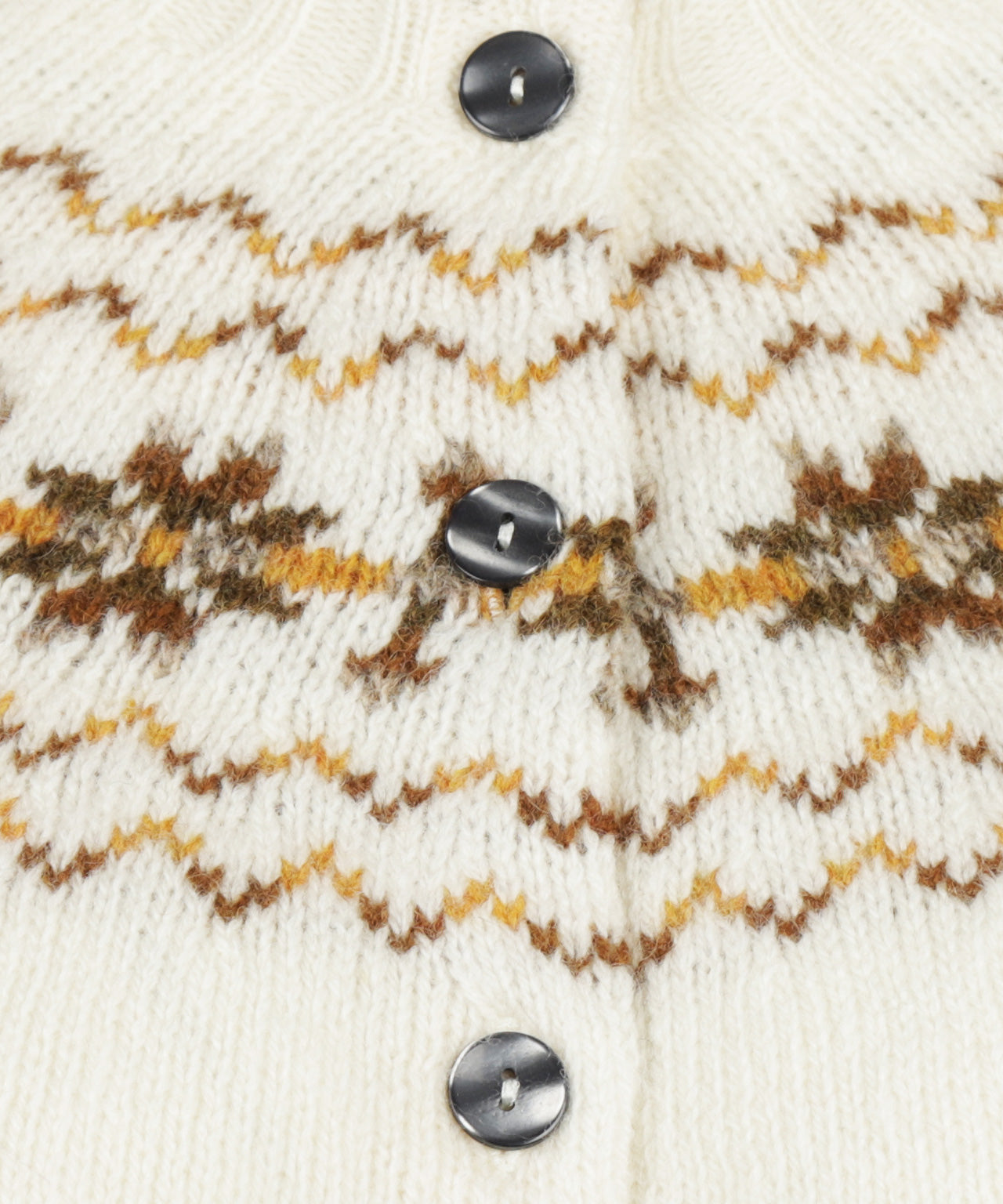 Harley of Scotland Damen-Weste mit Fair-Isle-Knopfleiste | Weiß