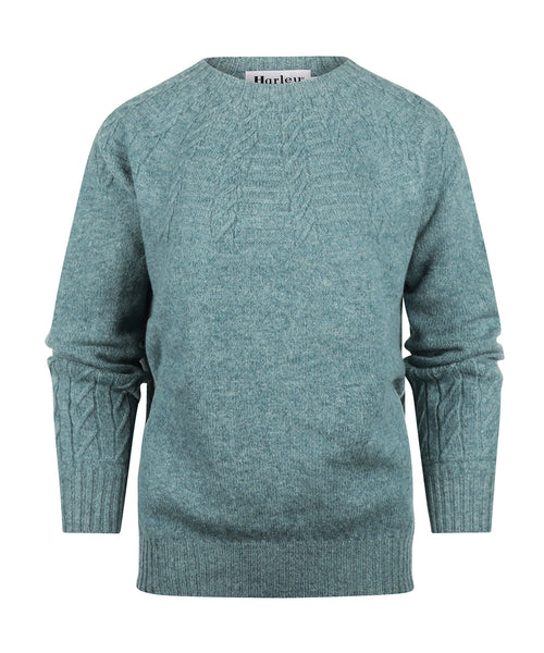 Harley of Scotland Dames Ronde Hals Pullover | Groen