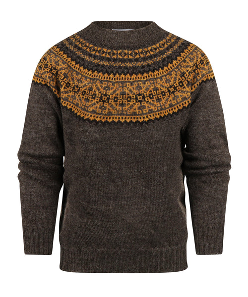 Harley of Scotland Ronde Hals Fairisle Pullover | Grijs